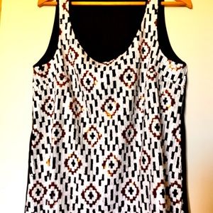 Halogen Geometric Sequin  Sleeves Top